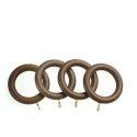 Universal 35mm Wooden Curtain Pole Rings - Walnut - Pack of 4 - Picture 1
