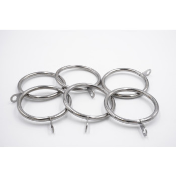 Linens 28mm Curtain Pole Rings - Chrome - Pack of 6