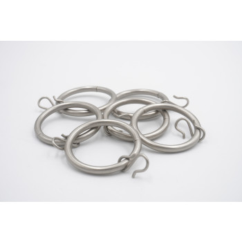Rufflette 25mm Curtain Pole Rings - Matt Nickel - Pack of 6