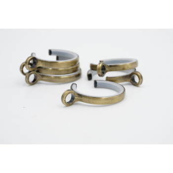 19mm Passing Curtain Pole Rings - C Shaped - Antique Brass - Pack of 6