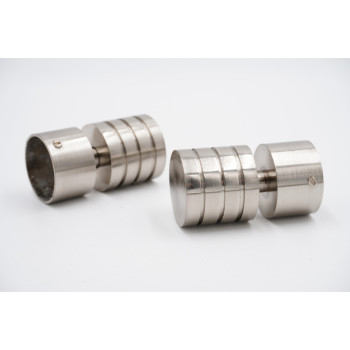 28mm Curtain Pole Finials - Barrel Design - Satin Steel - Pack of 2