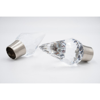28mm Curtain Pole Finials - Diamond Design - Silver - Pack of 2