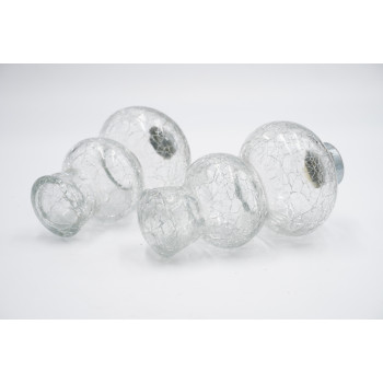 28mm Curtain Pole Finials - Glass Ball Design - Clear Crackle - Pack of 2