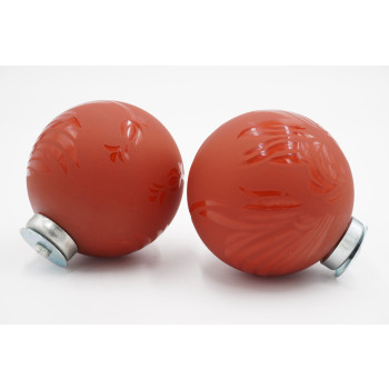 28mm Curtain Pole Finials - Glass Ball Design - Red - Pack of 2