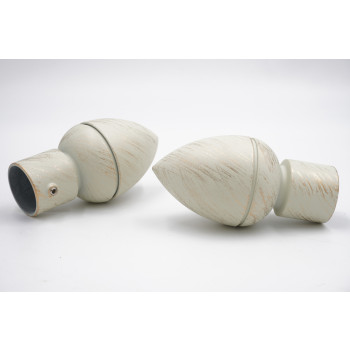 28mm Curtain Pole Finials - Teardrop Design - White Gold - Pack of 2