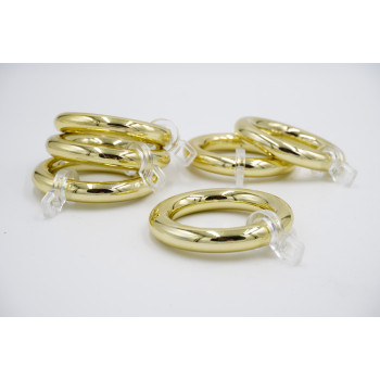 28mm Plastic Curtain Pole Rings - Brass Effect - Pack of 6
