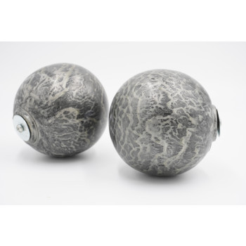 35mm Curtain Pole Finials - Marble Design - Silver - Pack of 2