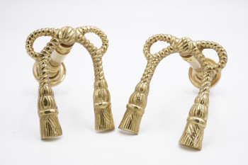 Small Rope Bow Design Curtain Holdbacks - Brass - Pack of 2 - Picture 1