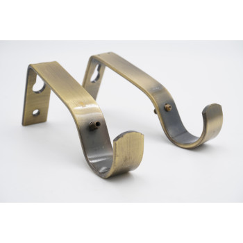 28mm Harrison Drape Curtain Pole Bracket - Antique Brass - Pack of 2