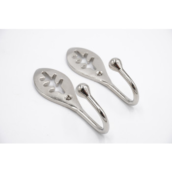 Harrison Drape Curtain Tieback Hooks - Savannah Design - Satin Nickel