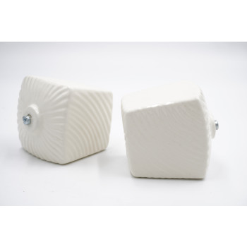 Integra Options 28mm Curtain Pole Finials - Ceramic Cube Design - Cream - Pack of 2
