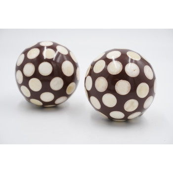 Integra Options 28mm Curtain Pole Finials - Polkadot Design - Brown/Cream - Pack of 2