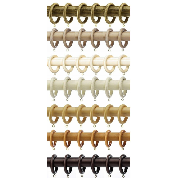 Integra Woodworks 28mm Curtain Pole Rings - Light Oak - Pack of 6