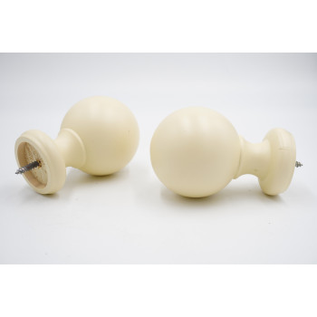 Integra Woodworks 35mm Curtain Pole Finials - Ball Design - Cream - Pack of 2
