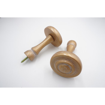 Integra Woodworks Curtain Holdbacks - Small Round - Cream Gold - Pack of 2