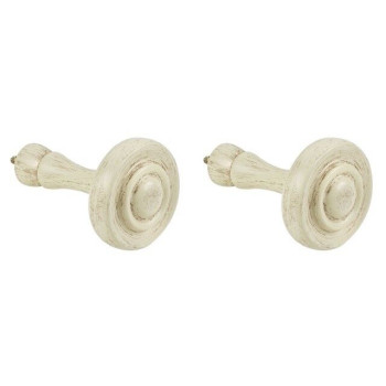 Integra Woodworks Curtain Holdbacks - Small Round - Distressed Cream - Pack of 2