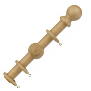 Universal 28mm Wooden Curtain Pole - Ball Finial - Natural