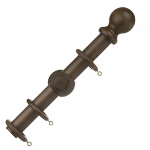 Universal 28mm Wooden Curtain Pole - Ball Finial - Walnut