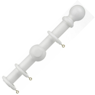 Universal 35mm Wooden Curtain Pole - Ball Finial - White