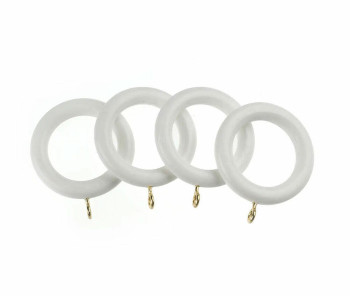 Universal 35mm Wooden Curtain Pole - Ball Finial - White - Picture 1